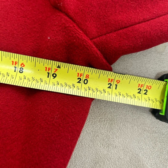 Michael Kors Women Large Red Wool/cashmere Blend Pea Coat Belted Jacket Trench - Picture 13 of 13